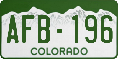 CO license plate AFB196