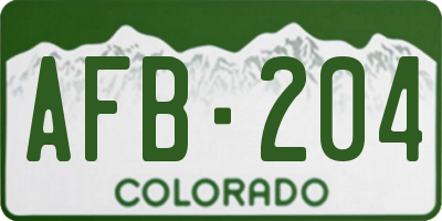 CO license plate AFB204