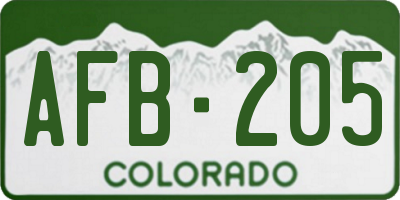 CO license plate AFB205