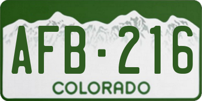 CO license plate AFB216