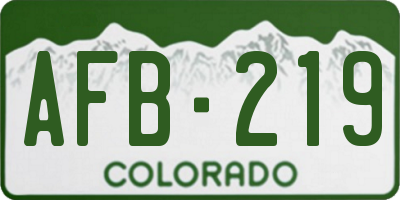 CO license plate AFB219