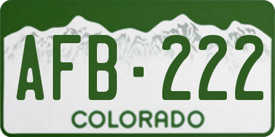 CO license plate AFB222