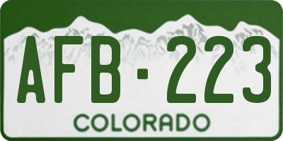 CO license plate AFB223