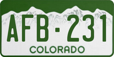 CO license plate AFB231