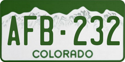 CO license plate AFB232