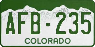 CO license plate AFB235