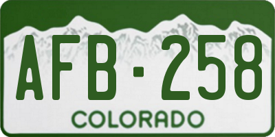 CO license plate AFB258