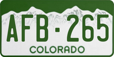 CO license plate AFB265