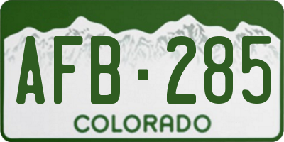 CO license plate AFB285