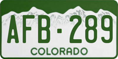 CO license plate AFB289