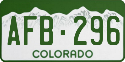 CO license plate AFB296