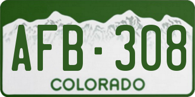 CO license plate AFB308