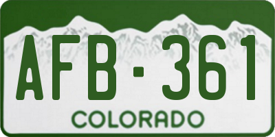 CO license plate AFB361