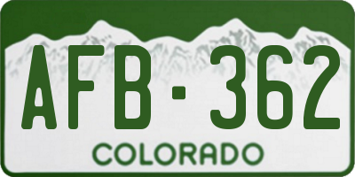 CO license plate AFB362