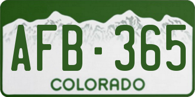 CO license plate AFB365