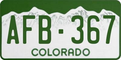 CO license plate AFB367