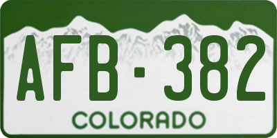 CO license plate AFB382