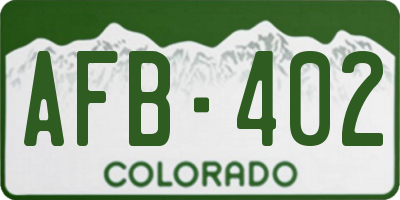 CO license plate AFB402