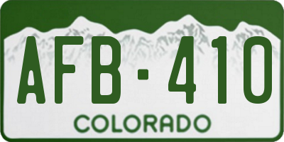 CO license plate AFB410