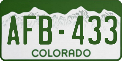 CO license plate AFB433