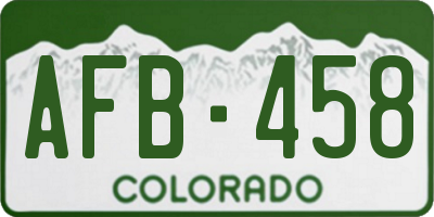 CO license plate AFB458