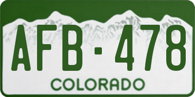 CO license plate AFB478