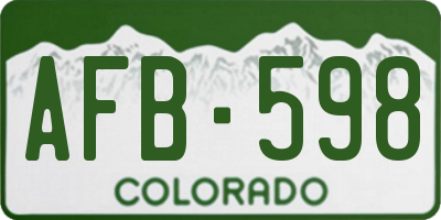 CO license plate AFB598