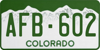 CO license plate AFB602