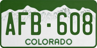 CO license plate AFB608