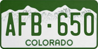 CO license plate AFB650