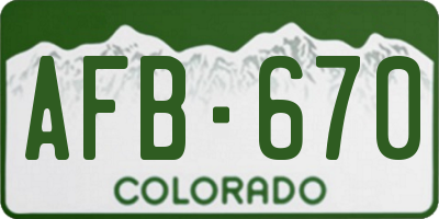 CO license plate AFB670