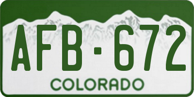 CO license plate AFB672