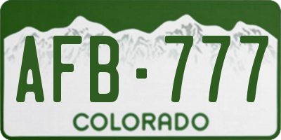 CO license plate AFB777