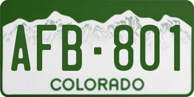 CO license plate AFB801