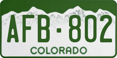 CO license plate AFB802