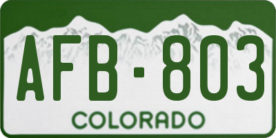 CO license plate AFB803