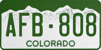 CO license plate AFB808