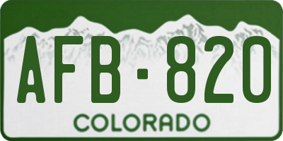 CO license plate AFB820