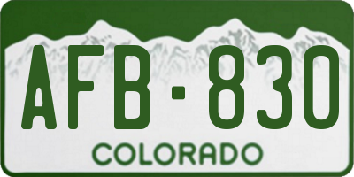 CO license plate AFB830