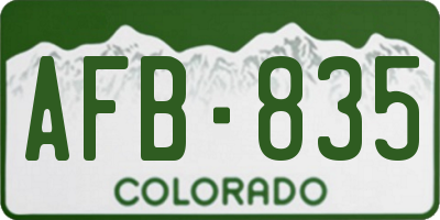 CO license plate AFB835