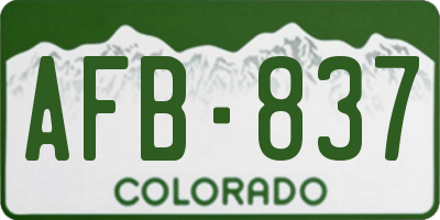 CO license plate AFB837