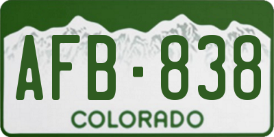 CO license plate AFB838