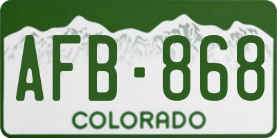 CO license plate AFB868