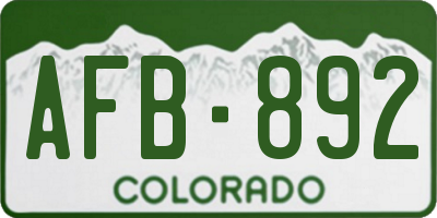 CO license plate AFB892