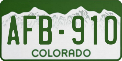 CO license plate AFB910