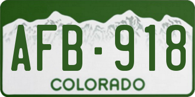 CO license plate AFB918
