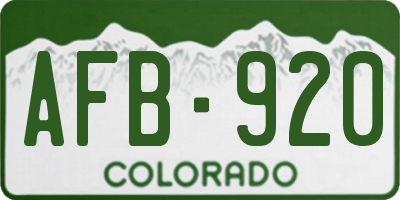 CO license plate AFB920