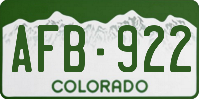 CO license plate AFB922