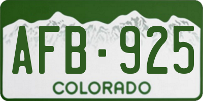 CO license plate AFB925