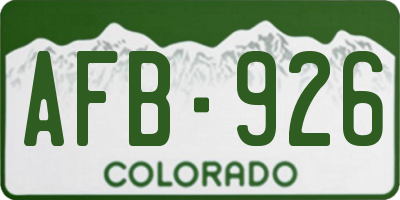 CO license plate AFB926